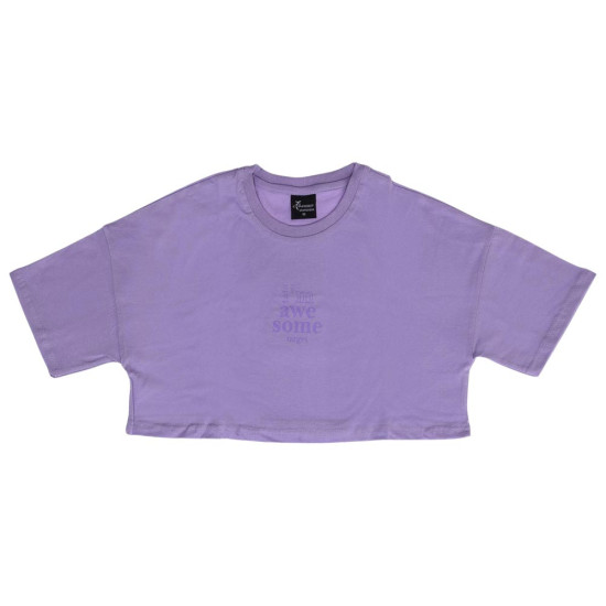 Target Παιδικό σετ Loose Crop Top & Shorts Single Jersey Set ''Awesome''